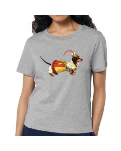 DACKELDAME  Damen T-Shirt graumeliert