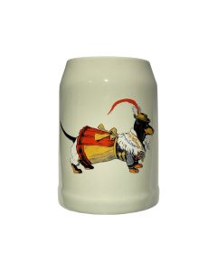 Steingut Bierkrug  TRACHTEN DACKEL DAME halber Liter