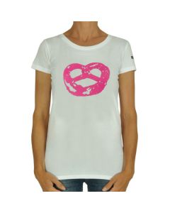 damen t-shirt weiss mit druck breze pink