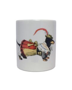 henkeltasse weiss mit druck dackel im dirndl