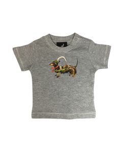 baby t-shirt kurzarm grau mit druck dackel in tracht