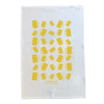 BIERLOVE  Geschirrtuch weiss / ocker