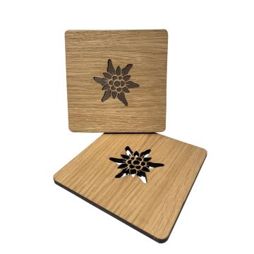 Holz Untersetzer Coaster EDELWEISS  2er Set