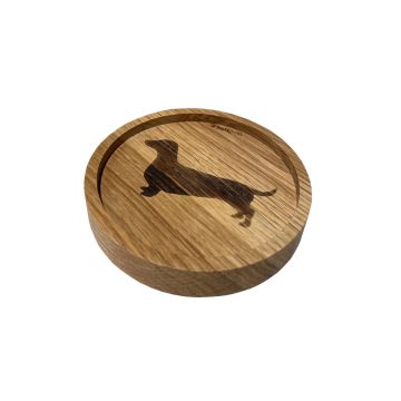 Runder Eichenholz Untersetzer  DACKEL  