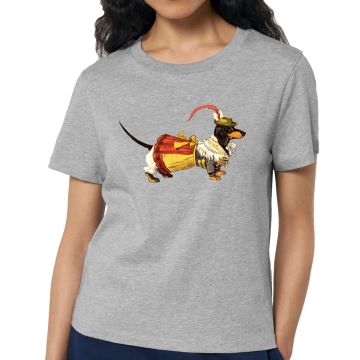 DACKELDAME  Damen T-Shirt graumeliert