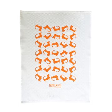 DACKELLOVE  Geschirrtuch weiss / orange