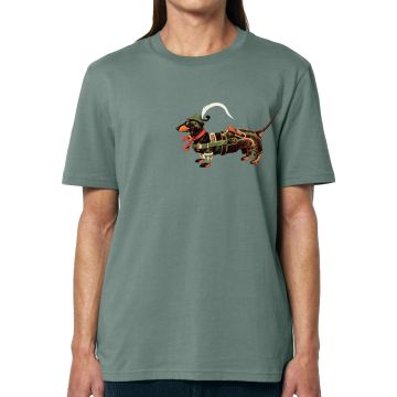 TRACHTEN DACKEL MANN Unisex-T-Shirt graugrün