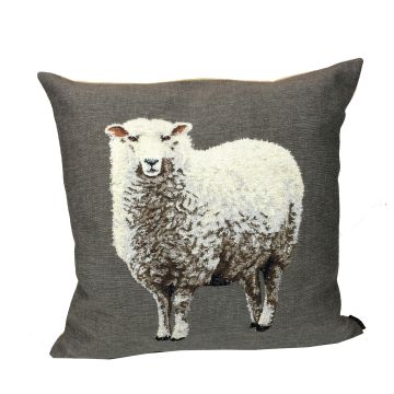 schafkissen grau gewebt vorne 