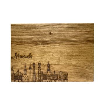 MUNICH SKYLINE DESIGN BROTZEITBRETT  Eiche 