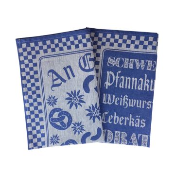 geschirrtuch set 100%Baumwolle blau-weiss