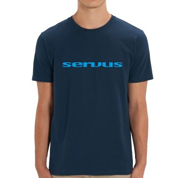 herren t-shirt kurzarm navy mit aufdruck servus