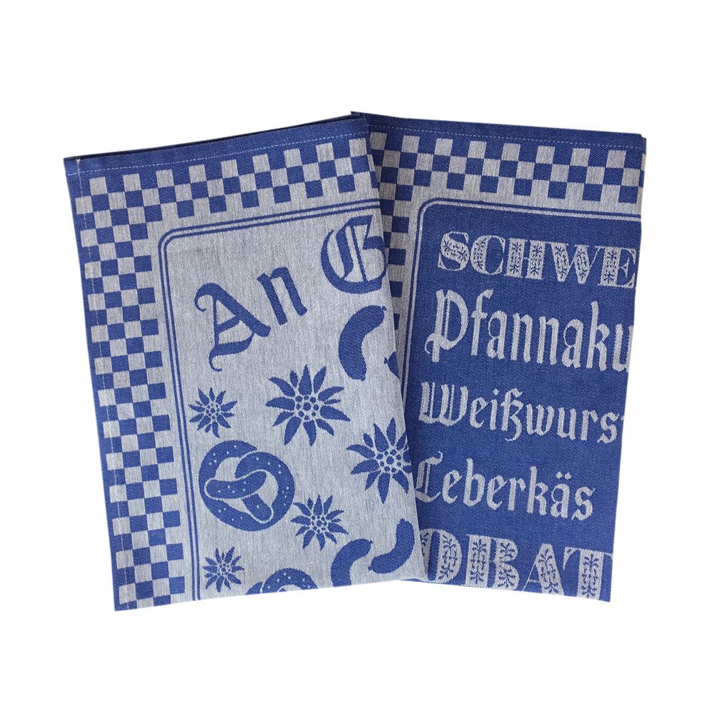 Betz Geschirrtücher 2er Set – Baumwoll-Küchenhandtücher Mit Hundemotiv, Blau Bestickt, 50x70 Cm